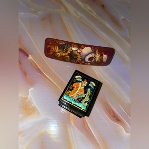 Ukrainian Hair clip and Jewelry box
